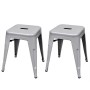 Stackable stools 2 units of gray metal by , Folding stools and chairs - Ref: Foro24-241539, Price: 98,99 €, Discount: %