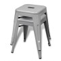 Stackable stools 2 units of gray metal by , Folding stools and chairs - Ref: Foro24-241539, Price: 98,99 €, Discount: %