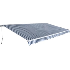 Manually operated folding awning 600 cm blue and white by , Awnings - Ref: Foro24-42155, Price: 975,99 €, Discount: %