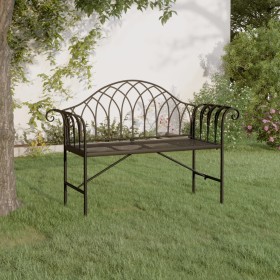 Banco de jardín de dos plazas 128 cm acero negro de , Bancos de jardín - Ref: Foro24-318828, Precio: 157,99 €, Descuento: %