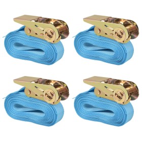 Ratchet Fastening Straps 4 Pcs 0.8 Ton 6mx25mm Blue by vidaXL, Tie down straps - Ref: Foro24-142652, Price: 36,99 €, Discount: %