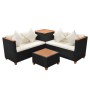 4-piece garden furniture set with black synthetic rattan cushions by , Garden sets - Ref: Foro24-43003, Price: 490,99 €, Disc...