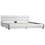 Estructura de cama con LED de cuero sintético blanco 180x200 cm de , Camas y somieres - Ref: Foro24-284971, Precio: 276,01 €,...