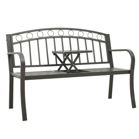 Banco de jardín con mesa acero gris 125 cm de , Bancos de jardín - Ref: Foro24-312041, Precio: 141,99 €, Descuento: %