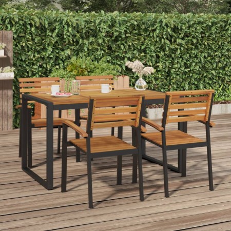 Stackable garden chairs, set of 4, made of solid acacia wood and metal. by , Garden chairs - Ref: Foro24-362015, Price: 302,9...