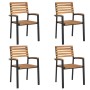 Stackable garden chairs, set of 4, made of solid acacia wood and metal. by , Garden chairs - Ref: Foro24-362015, Price: 302,4...