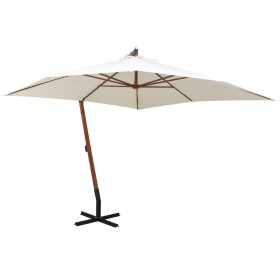 Hanging umbrella with white wooden pole 300x300 cm by , Umbrellas - Ref: Foro24-42968, Price: 149,99 €, Discount: %