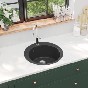 Granite kitchen sink with a black round bowl by vidaXL, Sinks - Ref: Foro24-142956, Price: 151,63 €, Discount: %