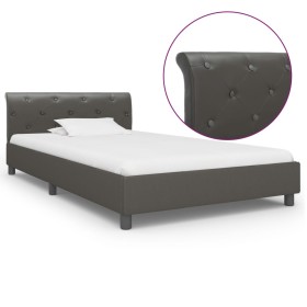 Estructura de cama de cuero sintético gris 100x200 cm de , Camas y somieres - Ref: Foro24-284883, Precio: 168,99 €, Descuento: %