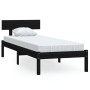 Black single solid wood bed frame 75x190 cm by , Beds and slatted bases - Ref: Foro24-810111, Price: 92,34 €, Discount: %