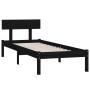 Black single solid wood bed frame 75x190 cm by , Beds and slatted bases - Ref: Foro24-810111, Price: 92,34 €, Discount: %