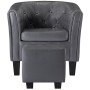 Cube design armchair with footrest in gray synthetic leather by , Armchairs - Ref: Foro24-248046, Price: 176,60 €, Discount: %