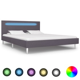 Bed frame with LED gray fabric 140x200 cm by , Beds and slatted bases - Ref: Foro24-280968, Price: 225,99 €, Discount: %