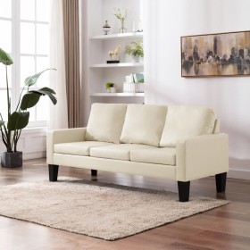 3-seater cream-colored synthetic leather sofa by , Sofas - Ref: Foro24-288765, Price: 289,34 €, Discount: %