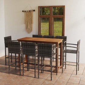 Conjunto de bar para jardín 9 piezas gris de , Conjuntos de jardín - Ref: Foro24-3068021, Precio: 635,66 €, Descuento: %