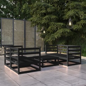 5-piece garden furniture set with black pine wood cushions by , Garden sets - Ref: Foro24-3075258, Price: 317,07 €, Discount: %