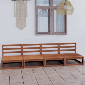 4-seater garden sofa honey brown solid pine wood by , Outdoor sofas - Ref: Foro24-3075342, Price: 263,99 €, Discount: %