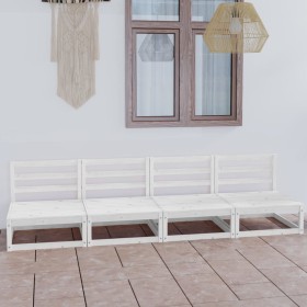 4 seater garden sofa white solid pine wood by , Outdoor sofas - Ref: Foro24-3075340, Price: 297,14 €, Discount: %