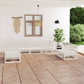 7-piece garden lounge set white solid pine wood by , Garden sets - Ref: Foro24-3075450, Price: 370,89 €, Discount: %