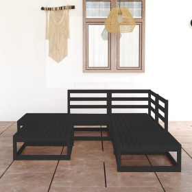 Garden furniture set 6 pieces black solid pine wood by , Garden sets - Ref: Foro24-3075503, Price: 401,90 €, Discount: %