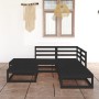 Garden furniture set 6 pieces black solid pine wood by , Garden sets - Ref: Foro24-3075503, Price: 400,99 €, Discount: %