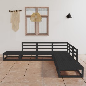 Garden furniture set 7 pieces black solid pine wood by , Garden sets - Ref: Foro24-3075508, Price: 463,68 €, Discount: %