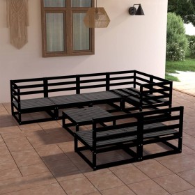 Garden furniture set 8 pieces black solid pine wood by , Garden sets - Ref: Foro24-3075653, Price: 521,23 €, Discount: %