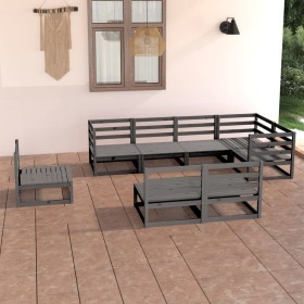 Garden furniture 8 pieces gray solid pine wood by , Garden sets - Ref: Foro24-3075626, Price: 578,99 €, Discount: %