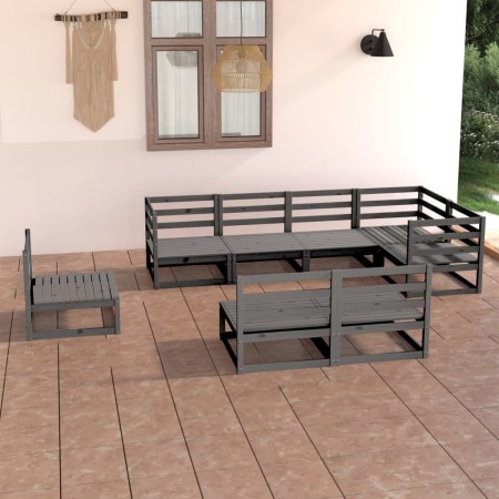 Garden furniture 8 pieces gray solid pine wood by , Garden sets - Ref: Foro24-3075626, Price: 579,36 €, Discount: %