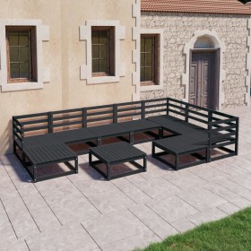 Garden furniture set 10 pieces and black pine wood cushions by , Garden sets - Ref: Foro24-3075763, Price: 745,99 €, Discount: %