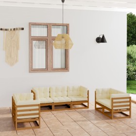 7-piece garden furniture set with solid pine wood cushions by , Garden sets - Ref: Foro24-3076502, Price: 874,99 €, Discount: %