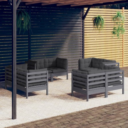 Gartenmöbel 8-teilig mit anthrazitfarbenen Kiefernholzkissen von , Gartensets - Ref: Foro24-3096060, Preis: 710,91 €, Rabatt: %