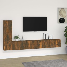 TV furniture set 3 pieces smoked oak plywood by , TV Furniture - Ref: Foro24-3114323, Price: 150,86 €, Discount: %