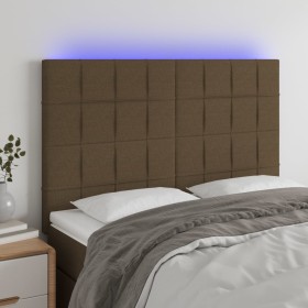 Kopfteil mit LED-Leuchten aus dunkelbraunem Stoff, 144 x 5 x 118/128 cm von , Kopf- und Fußteile - Ref: Foro24-3122425, Preis...