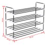 Shoe rack with 4 black metal and plastic shelves by vidaXL, Shoe racks and shoe organizers - Ref: Foro24-245626, Price: 20,99...