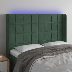 Cabecero con LED de terciopelo verde oscuro 147x16x118/128 cm de , Cabeceros y pies de cama - Ref: Foro24-3124099, Precio: 12...