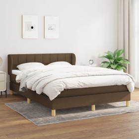 Cama box spring con colchón tela marrón oscuro 140x200 cm de , Camas y somieres - Ref: Foro24-3126808, Precio: 428,51 €, Desc...