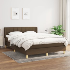 Cama box spring con colchón tela marrón oscuro 140x190 cm de , Camas y somieres - Ref: Foro24-3130268, Precio: 404,99 €, Desc...