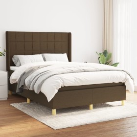 Cama box spring con colchón tela marrón oscuro 140x200 cm de , Camas y somieres - Ref: Foro24-3131996, Precio: 509,01 €, Desc...