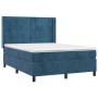 Box spring bed with dark blue velvet mattress 140x190 cm by , Beds and slatted bases - Ref: Foro24-3132679, Price: 497,61 €, ...