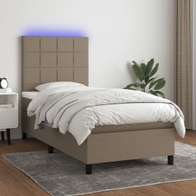 Box spring bed with mattress and taupe gray LED lights 80x200 cm by , Beds and slatted bases - Ref: Foro24-3134833, Price: 36...