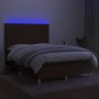 Box spring bed mattress LED lights dark brown fabric 140x200cm by , Beds and slatted bases - Ref: Foro24-3135440, Price: 513,...