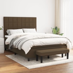 Cama box spring con colchón tela marrón oscuro 140x200 cm de , Camas y somieres - Ref: Foro24-3136600, Precio: 551,86 €, Desc...