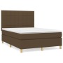 Cama box spring con colchón tela marrón oscuro 140x200 cm de , Camas y somieres - Ref: Foro24-3142340, Precio: 512,82 €, Desc...