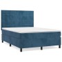 Box spring bed with dark blue velvet mattress 140x190 cm by , Beds and slatted bases - Ref: Foro24-3143023, Price: 478,33 €, ...