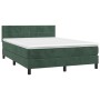 Cama box spring con colchón terciopelo verde oscuro 140x200 cm de , Camas y somieres - Ref: Foro24-3141308, Precio: 466,59 €,...