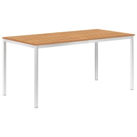 Garden table solid teak wood stainless steel 160x80x75 cm by , Garden tables - Ref: Foro24-46519, Price: 335,99 €, Discount: %