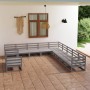 Garden furniture set 11 pieces solid gray pine wood by , Garden sets - Ref: Foro24-3075936, Price: 789,10 €, Discount: %