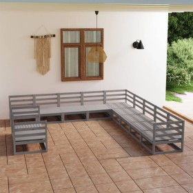 Gartenmöbel-Set 11-teilig aus massivem grauem Kiefernholz von , Gartensets - Ref: Foro24-3075936, Preis: 789,10 €, Rabatt: %