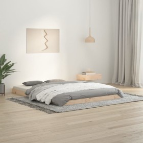 Solid pine wood bed frame 135x190 cm by , Beds and slatted bases - Ref: Foro24-823469, Price: 87,27 €, Discount: %